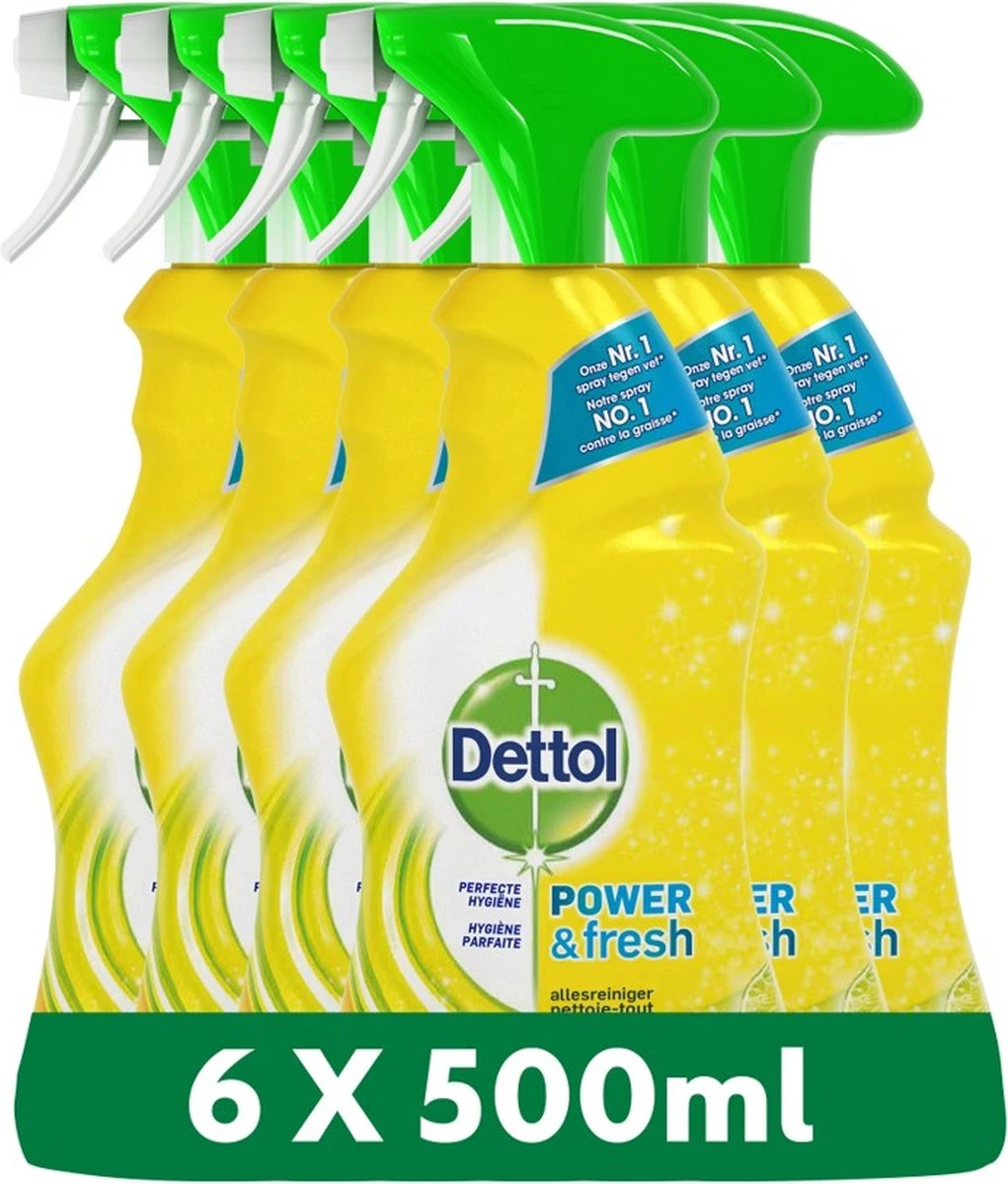 Dettol - Power & Fresh - Allesreinger Spray - Citrus - 6 X 500 Ml 5 Dettol - Power & Fresh - Allesreinger Spray - Citrus - 6 X 500 Ml - Afbeelding 3