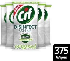Cif Disinfect & Shine Wipes Doden 99,99% Van De Bacteriën Original Desinfecterende Schoonmaakdoekjes, Van 100% Biologisch Afbreekbaar Textiel 5 X 75 Doekjes -Schoonmaakproducten Winkel 1200x1050 1