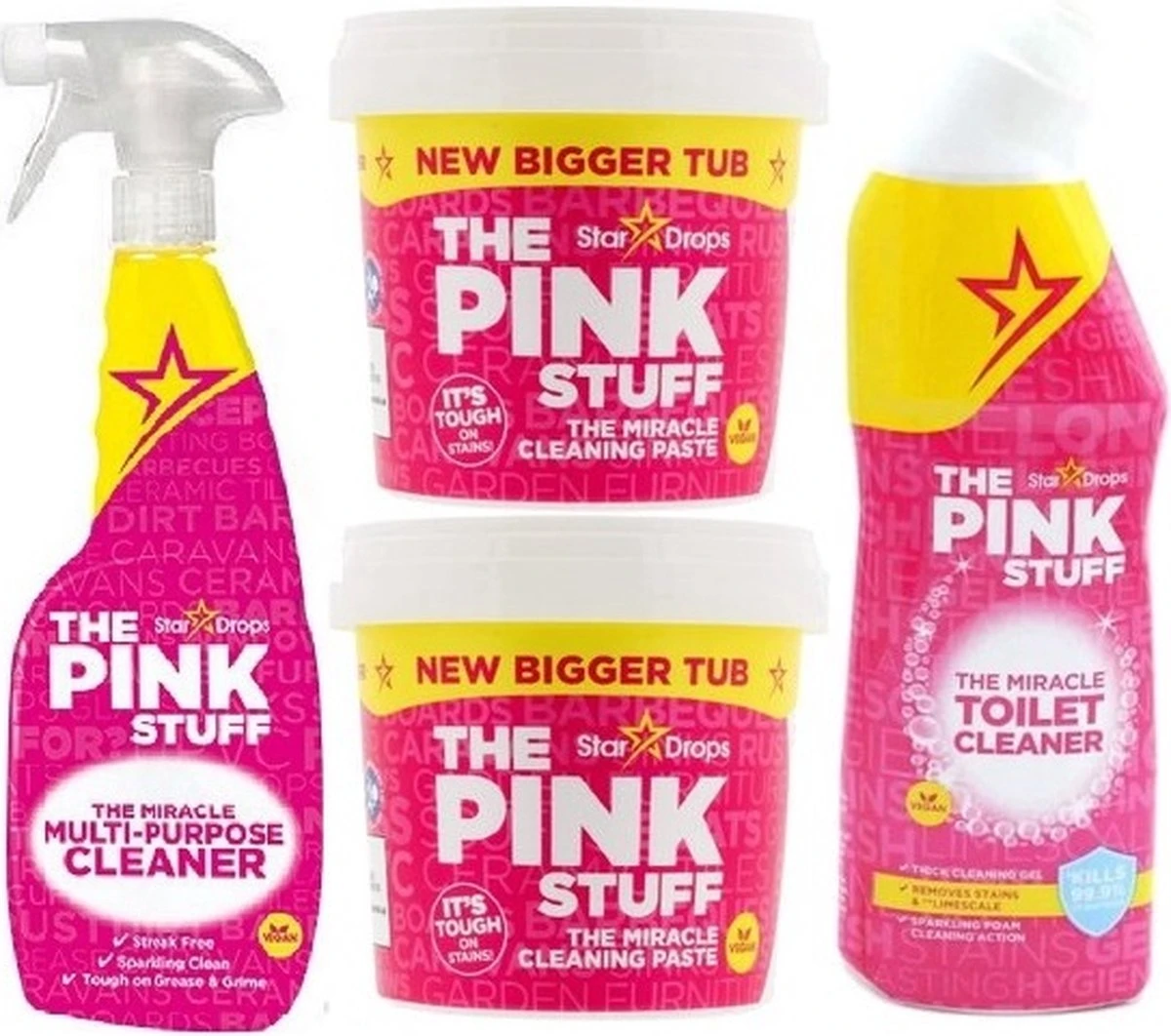 Stardrops 4x The Pink Stuff - Het Wonder Reinigingsmiddel – Multi-purpose Spray - 2X 850gr Schoonmaakpasta - Toiletreiniger - Milieuvriendelijk - Huishouden 3 Stardrops 4x The Pink Stuff - Het Wonder Reinigingsmiddel – Multi-purpose Spray - 2X 850gr Schoonmaakpasta - Toiletreiniger - Milieuvriendelijk - Huishouden