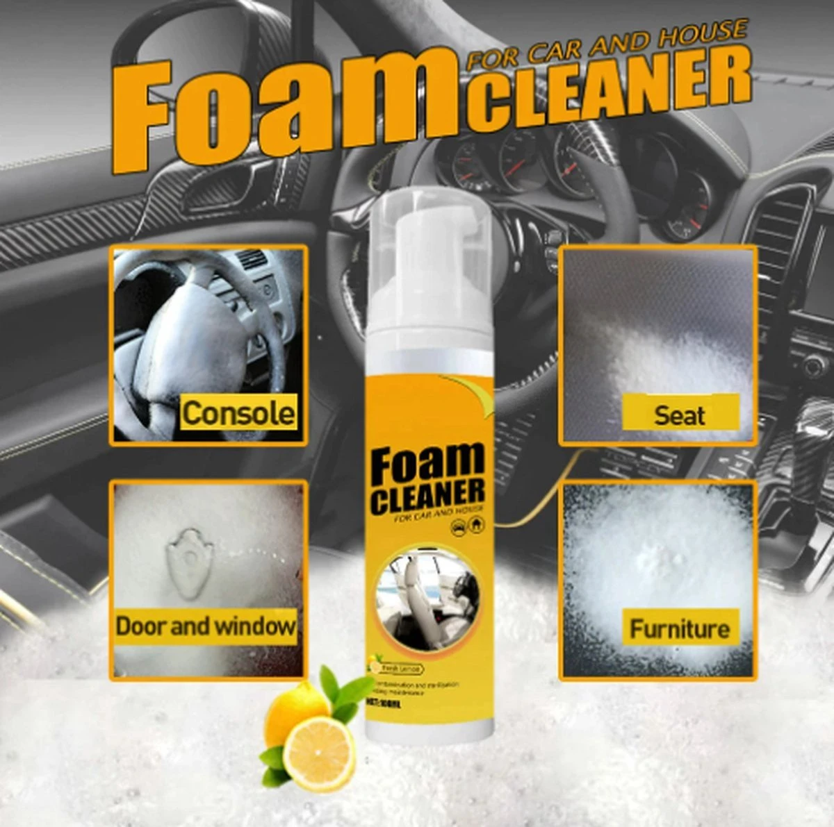 TLVX Bekleding Reiniger / Schuim Reiniger / Vlekken Reinigen / Interieur Reiniger / Foam Cleaner / 150ml / Auto Schoonmaak / Citroen Geur / Auto Interieur Reiniger / Vlekken Verwijderen Bankstel / Auto Stoel Schoonmaken / Effectief! 6 TLVX Bekleding Reiniger / Schuim Reiniger / Vlekken Reinigen / Interieur Reiniger / Foam Cleaner / 150ml / Auto Schoonmaak / Citroen Geur / Auto Interieur Reiniger / Vlekken Verwijderen Bankstel / Auto Stoel Schoonmaken / Effectief! - Afbeelding 4