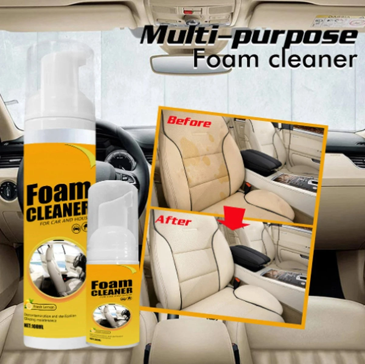 TLVX Bekleding Reiniger / Schuim Reiniger / Vlekken Reinigen / Interieur Reiniger / Foam Cleaner / 150ml / Auto Schoonmaak / Citroen Geur / Auto Interieur Reiniger / Vlekken Verwijderen Bankstel / Auto Stoel Schoonmaken / Effectief! 3 TLVX Bekleding Reiniger / Schuim Reiniger / Vlekken Reinigen / Interieur Reiniger / Foam Cleaner / 150ml / Auto Schoonmaak / Citroen Geur / Auto Interieur Reiniger / Vlekken Verwijderen Bankstel / Auto Stoel Schoonmaken / Effectief!