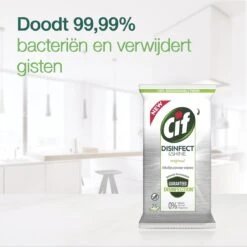 Cif Disinfect & Shine Wipes Doden 99,99% Van De Bacteriën Original Desinfecterende Schoonmaakdoekjes, Van 100% Biologisch Afbreekbaar Textiel 5 X 75 Doekjes -Schoonmaakproducten Winkel 1200x1198 1