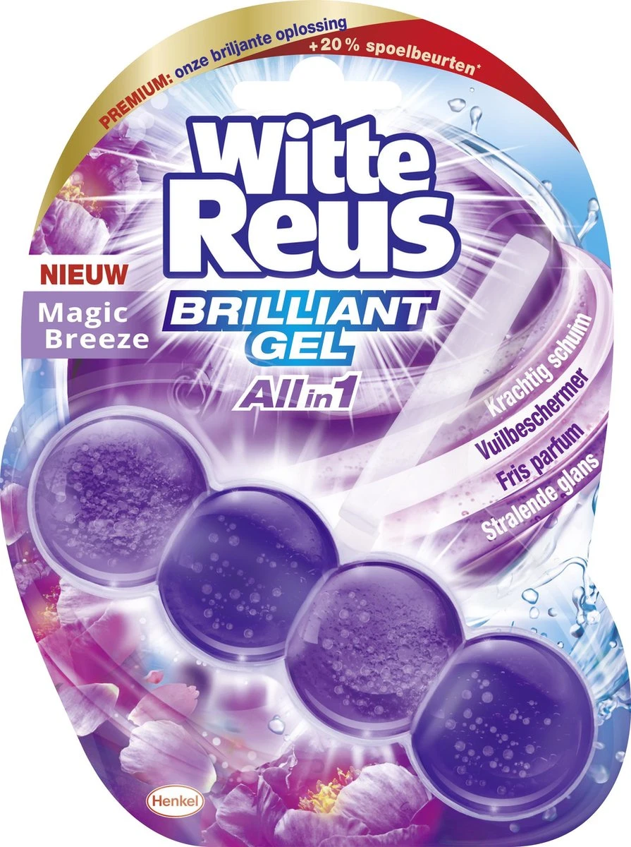 Witte Reus Brilliant Gel Allin1 Toiletblok - Magic Breeze - WC Blokjes Voordeelverpakking - 11 Stuks 4 Witte Reus Brilliant Gel Allin1 Toiletblok - Magic Breeze - WC Blokjes Voordeelverpakking - 11 Stuks - Afbeelding 2